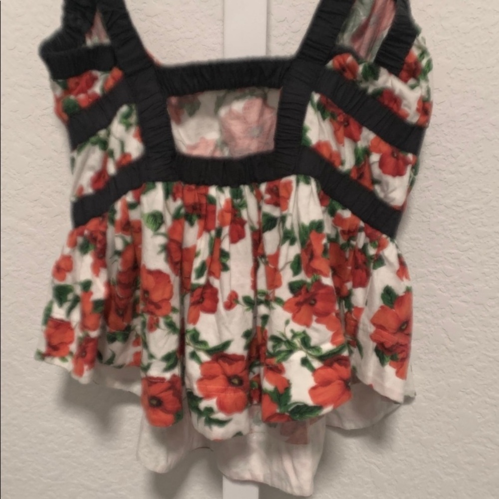Maeve Ditali Red Floral Black Trim Tank Top - Picture 8 of 13
